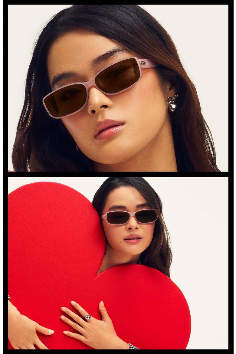 Vibe Check 62mm Small Square Sunglasses, Alternate, color, PALE PINK/ BROWN