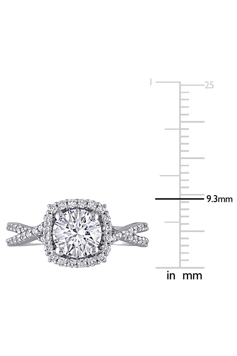 10K White Gold Lab Created Moissanite Halo Ring, Alternate, color, SILVER