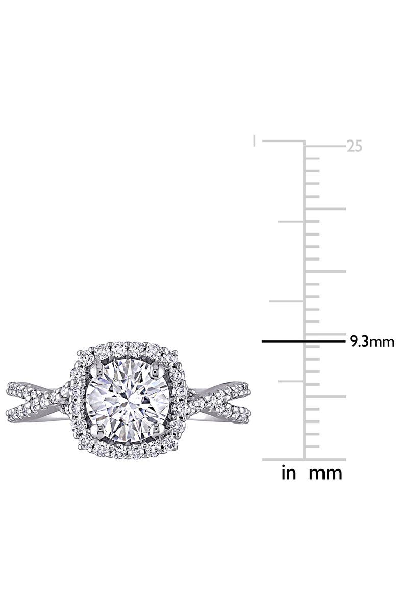 DELMAR 10K White Gold Lab Created Moissanite Halo Ring, Alternate, color, Silver