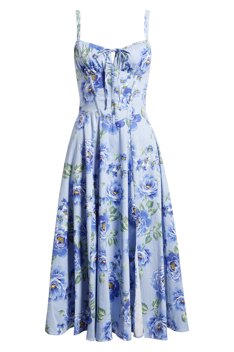 Print Tie Back Midi Dress, Alternate, color, PERRY