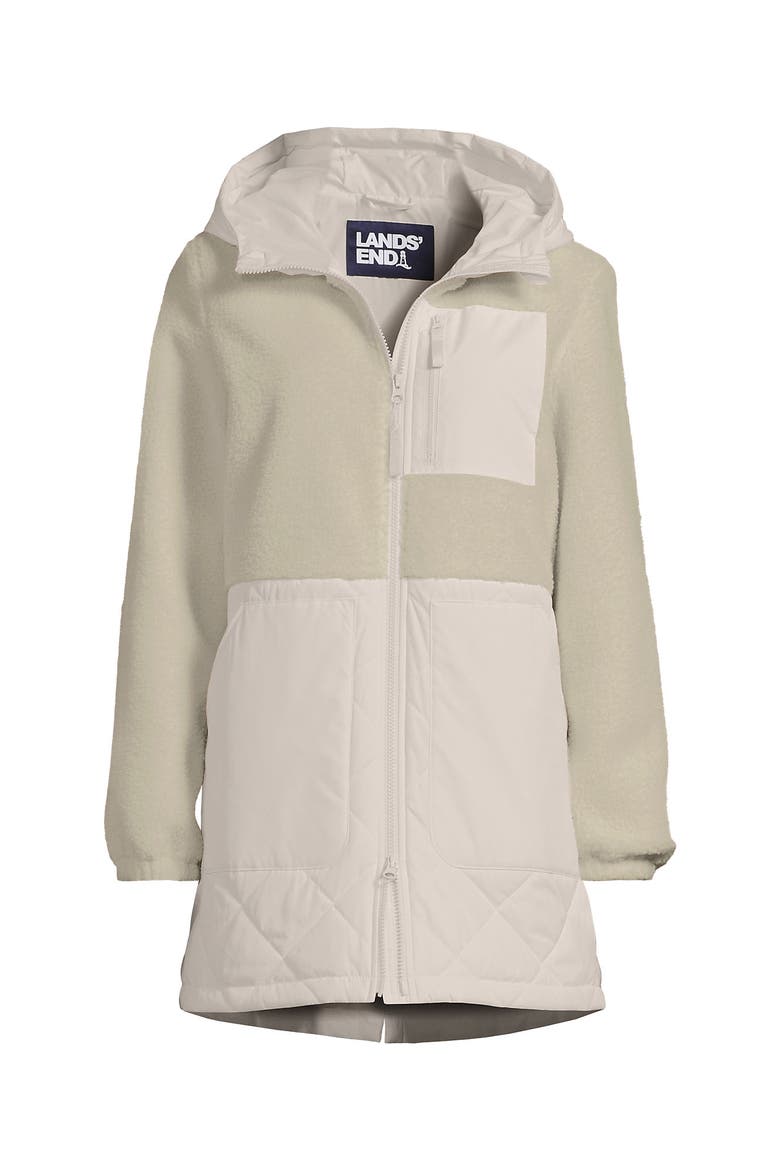 High Pile Quilted Mixed Media Parka, Alternate, color, Egret White