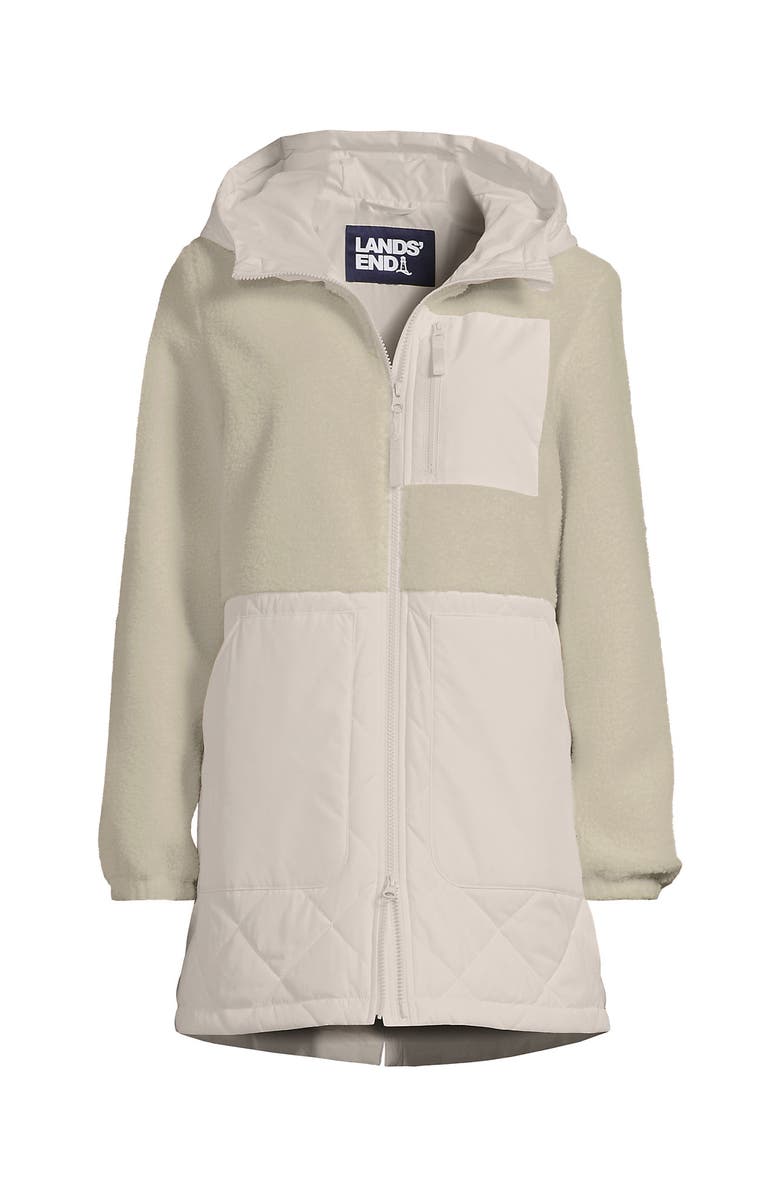 Lands' End High Pile Quilted Mixed Media Parka, Alternate, color, Egret White