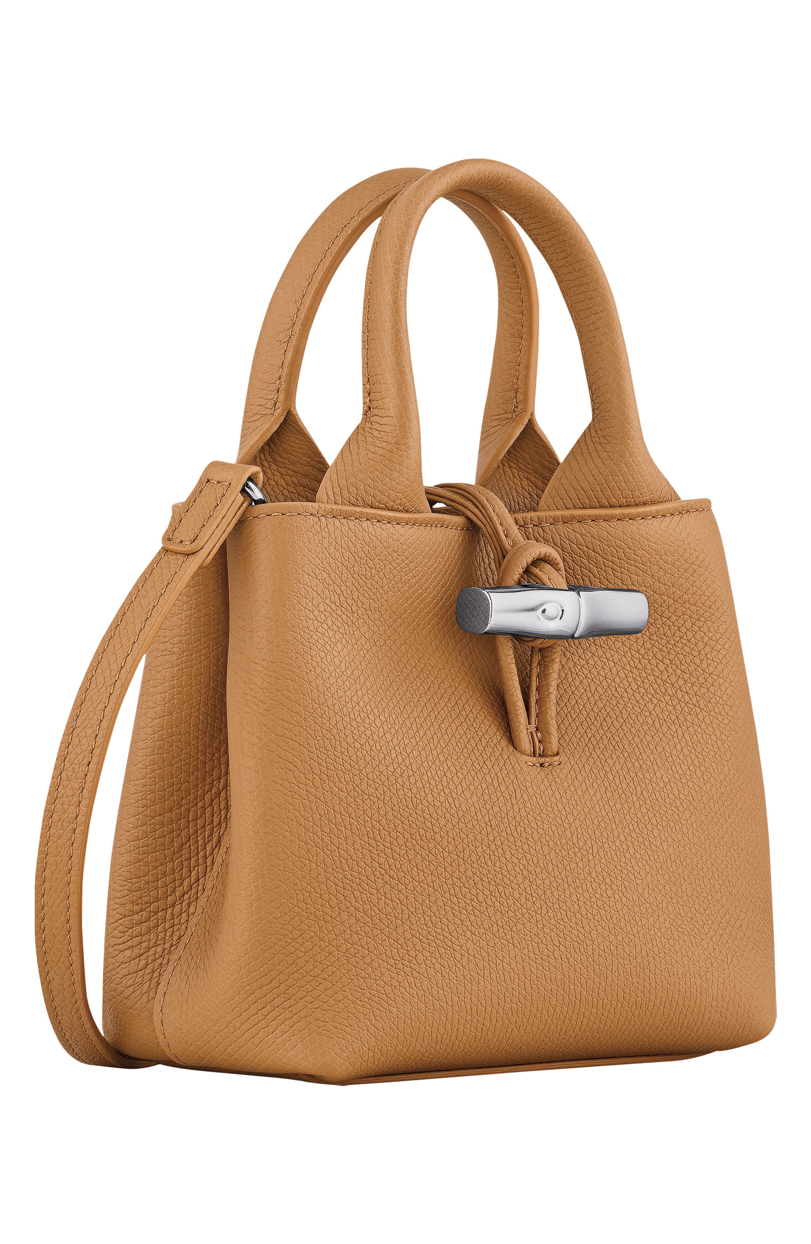 Longchamp Le Roseau Leather Top Handle Bag, Alternate, color, Walnut