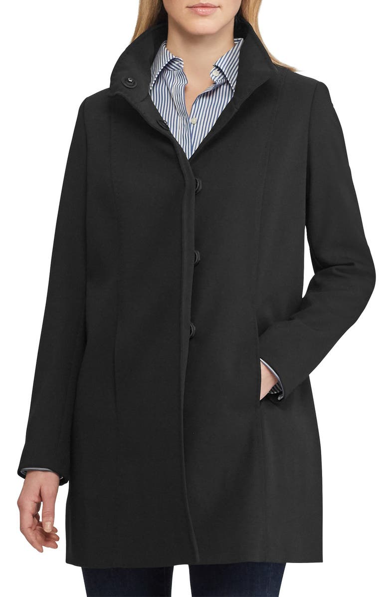 Lauren Ralph Lauren Stand Collar Crepe Coat, Main, color,