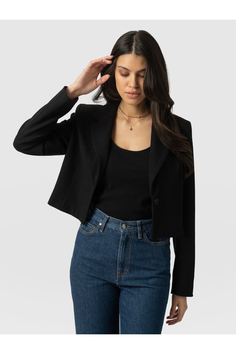 Astrid Cropped Blazer, Alternate, color, Black