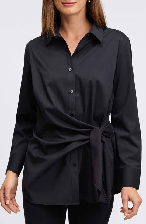 Sabine Side Tie Button-Up Shirt