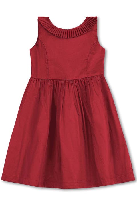 Kids' Organic Pleated Collar Party Dress