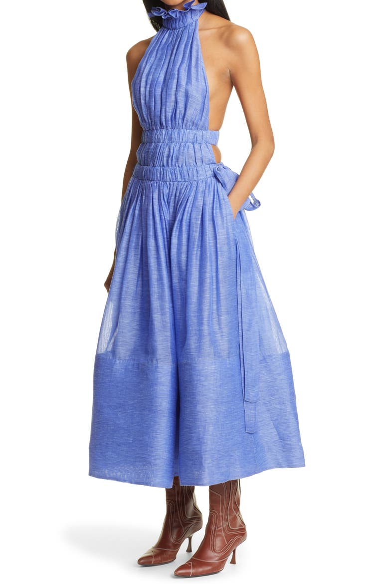 Luminous Halter Gown, Alternate, color, CORNFLOWER