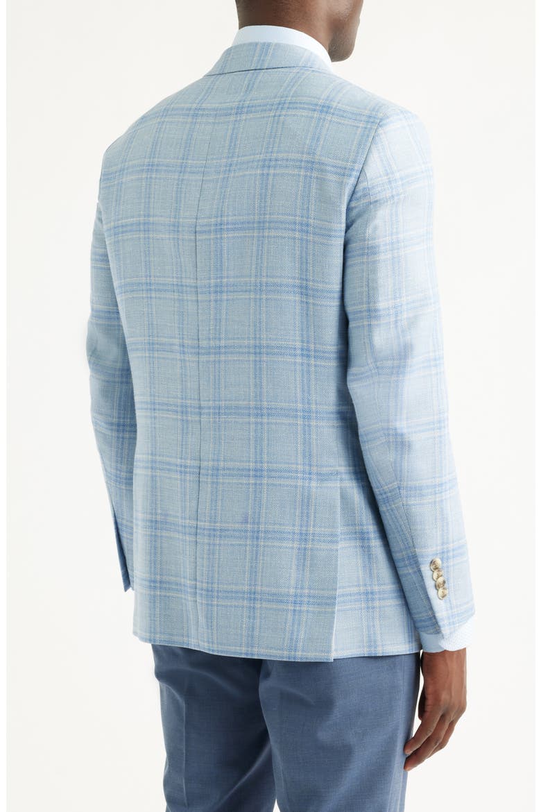 Hyperlight Soft Light Blue Plaid Wool & Silk Blend Sport Coat, Alternate, color, LIGHT BLUE