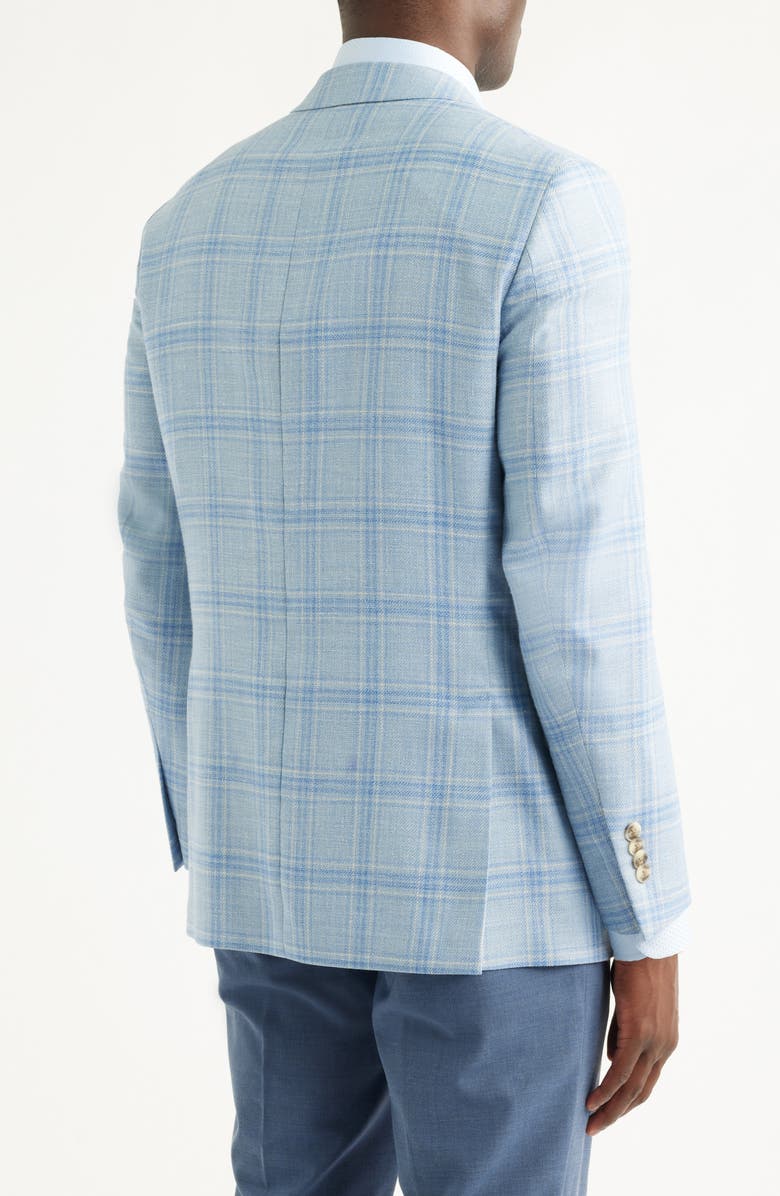 Peter Millar Hyperlight Soft Light Blue Plaid Wool & Silk Blend Sport Coat, Alternate, color, Light Blue