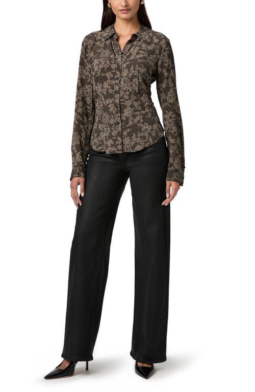 Paige Womens Black Multi Desano Lace-print Woven Shirt In Brown