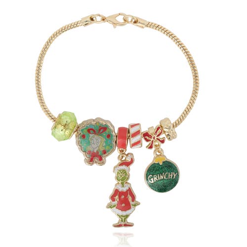 Grinch Holiday Charm Beaded Bracelet In Gold