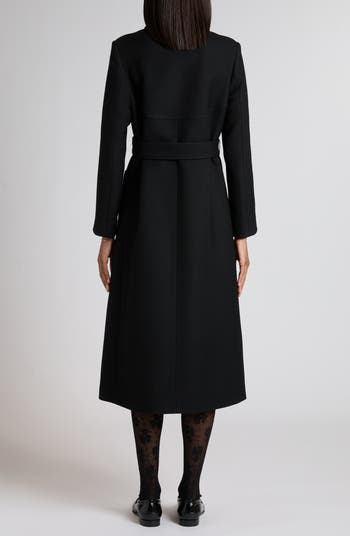 Valentino Garavani V-Detail Belted Virgin Wool & Silk Drill Coat