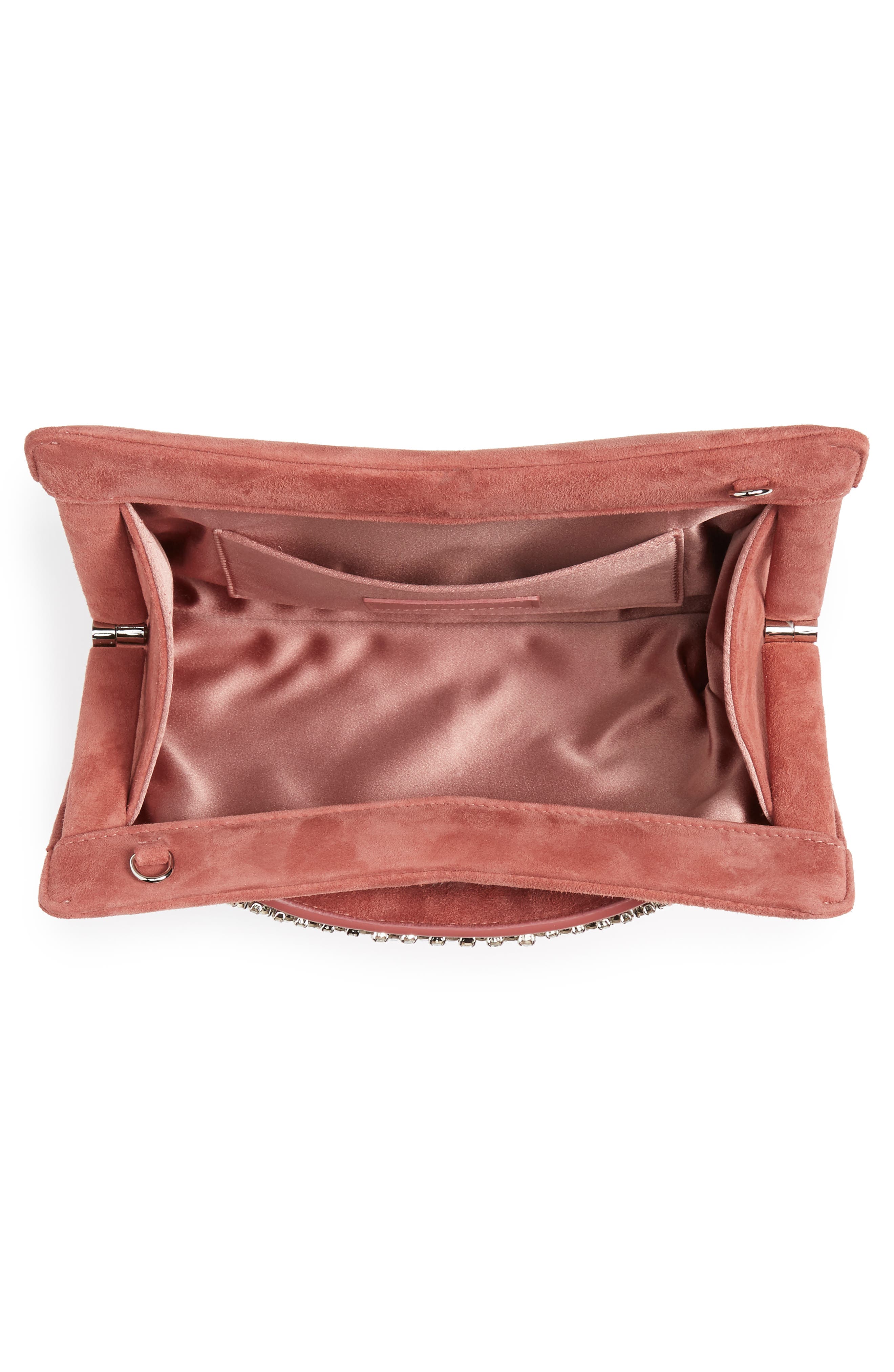 Jimmy Choo Feather Leather Clutch with Crystal Bracelet Handle, Alternate, color, 