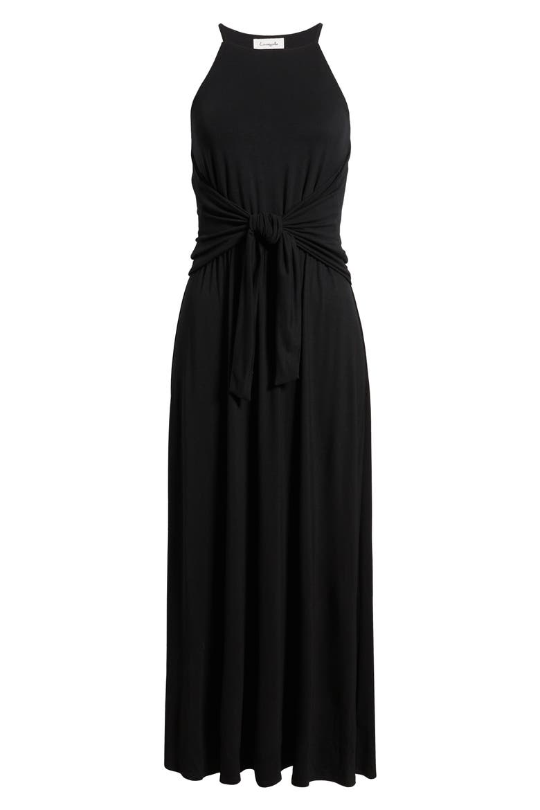 Wrap Apron Maxi Dress, Alternate, color, BLACK