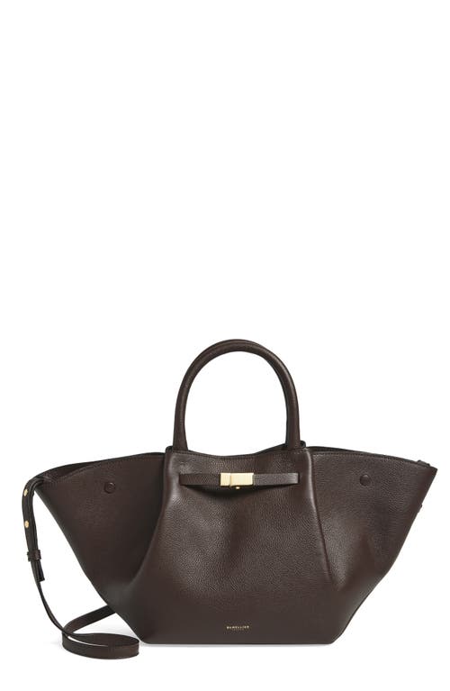 Demellier New York Leather East/west Midi Tote In Brown