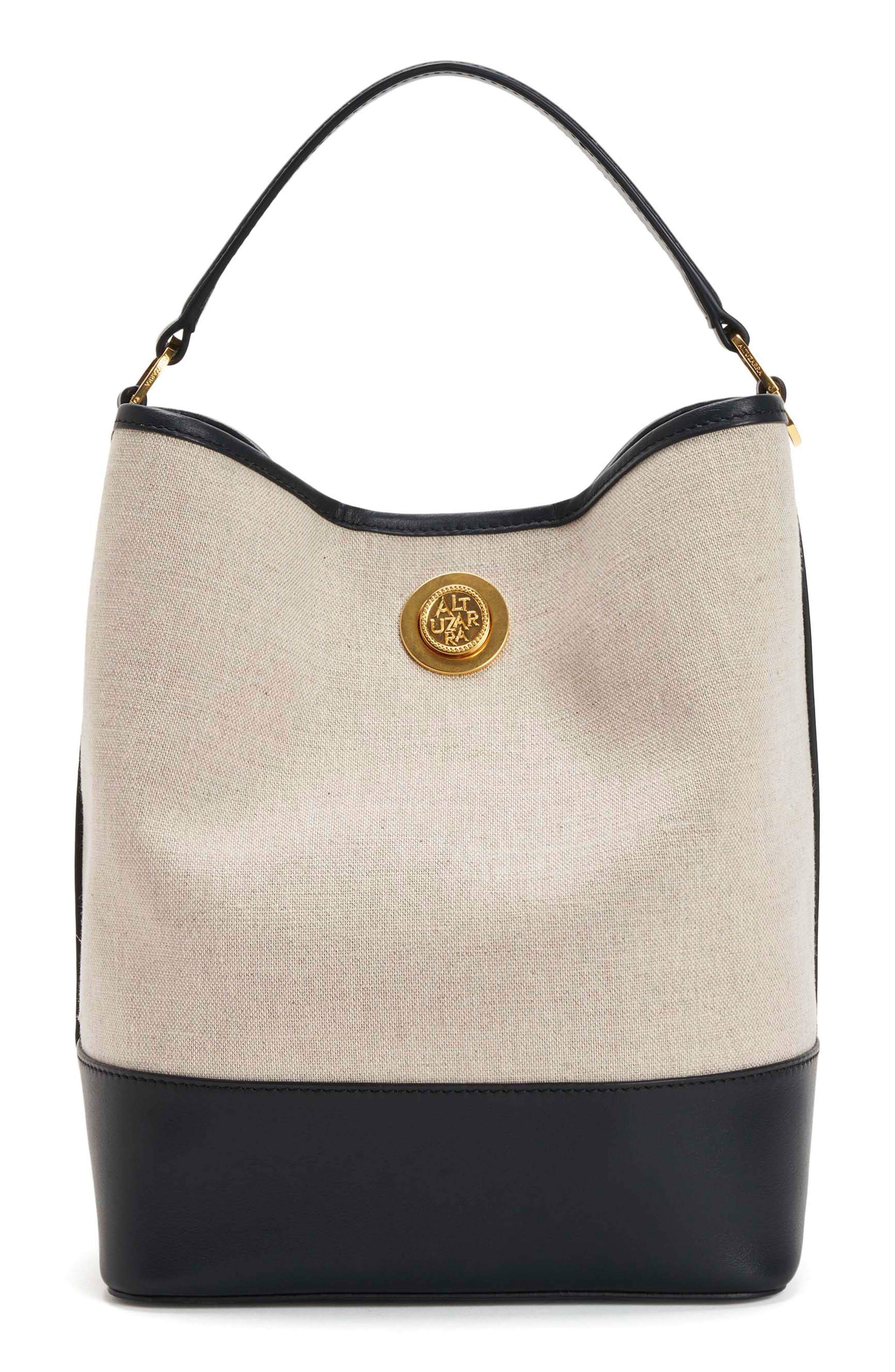 Altuzarra Large Canvas & Leather Bucket Bag, Main, color, 