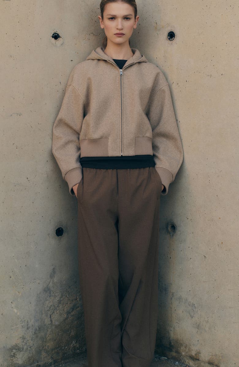 MANGO Wide Leg Pull-On Pants, Alternate, color, Medium Brown