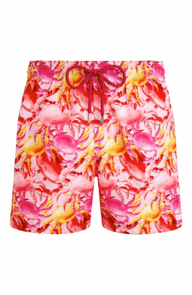 Vilebrequin Men's Crab Ballons Ultra-Light and Packable Swim Shorts, Alternate, color, Pivoine