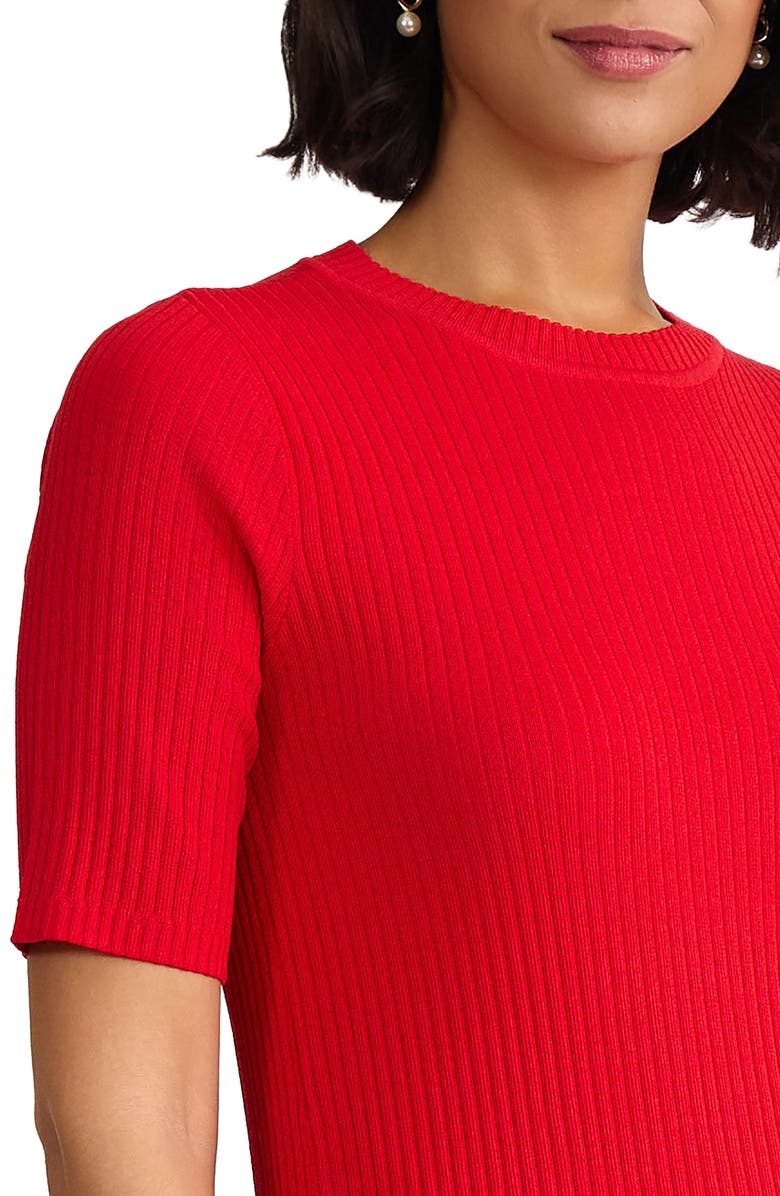 Jones New York Sutton Crewneck Short Sleeve Sweater, Alternate, color, Rouge