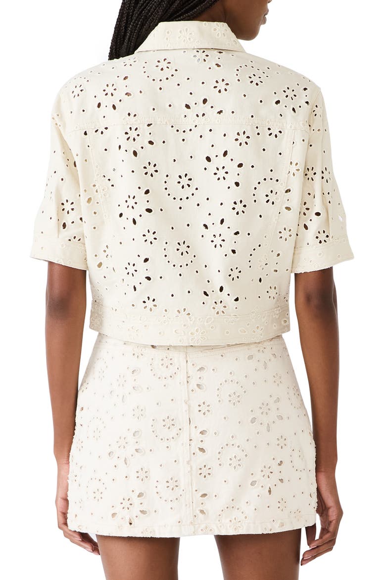Blu Elbow-Sleeve Cotton Eyelet Jacket, Alternate, color, SEA MIST