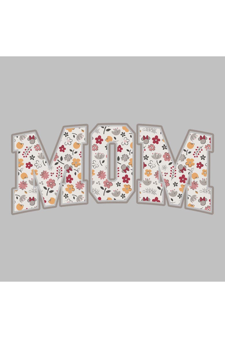 Women's Minnie Mouse Mom Collegiate Flower Print  Graphic T-Shirt, Alternate, color, Athletic Heather