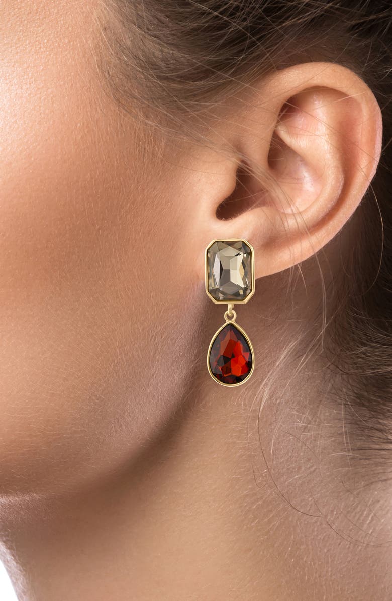 JARDIN Crystal Drop Earrings, Alternate, color, Red/ Gold