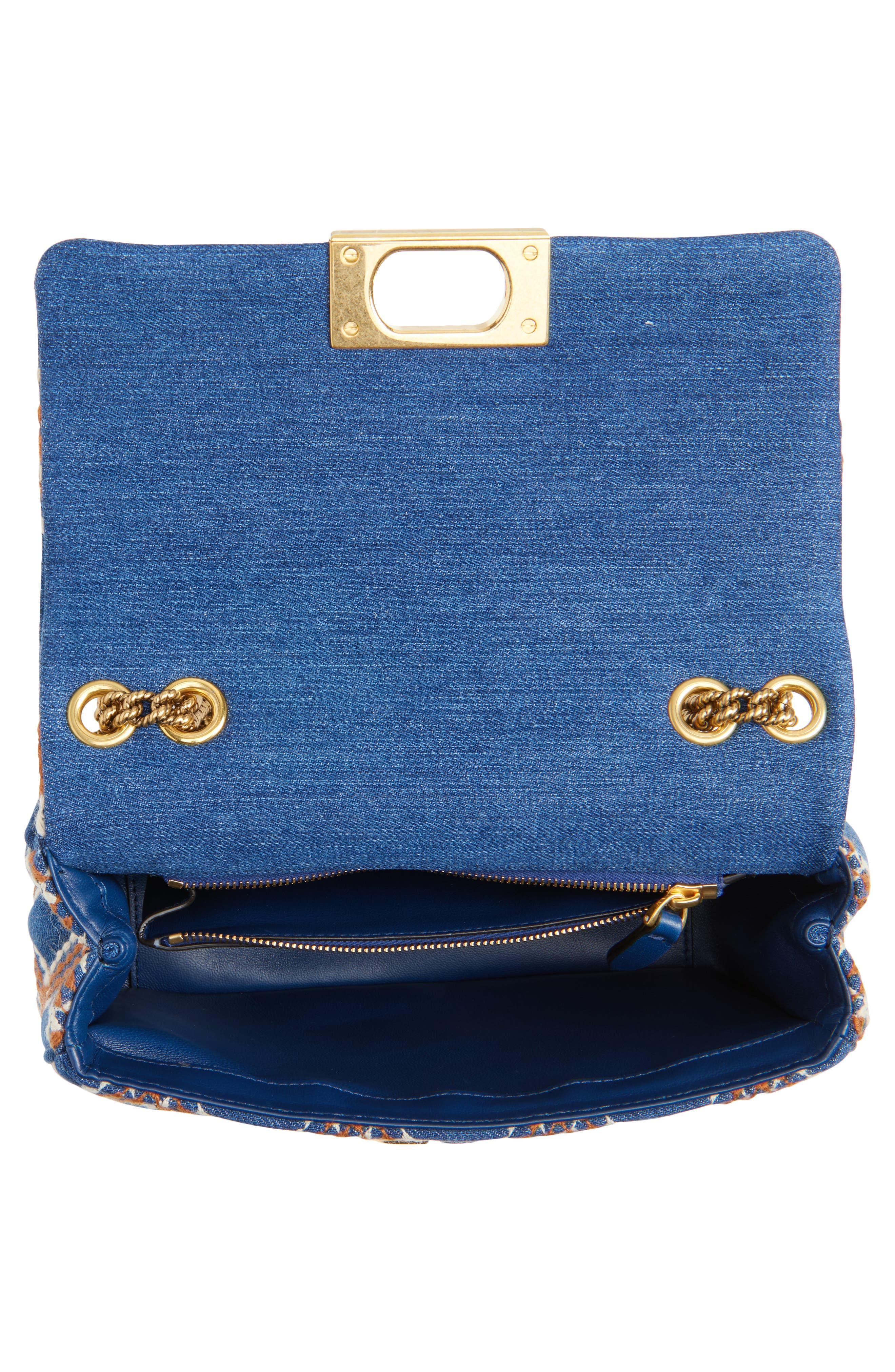 Valentino Garavani Medium Quiltie 67 Quilted Denim Shoulder Bag, Alternate, color, 