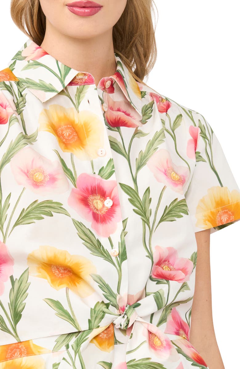Ted Baker Libby Floral Tie Front Cotton Button-Up Shirt, Alternate, color,