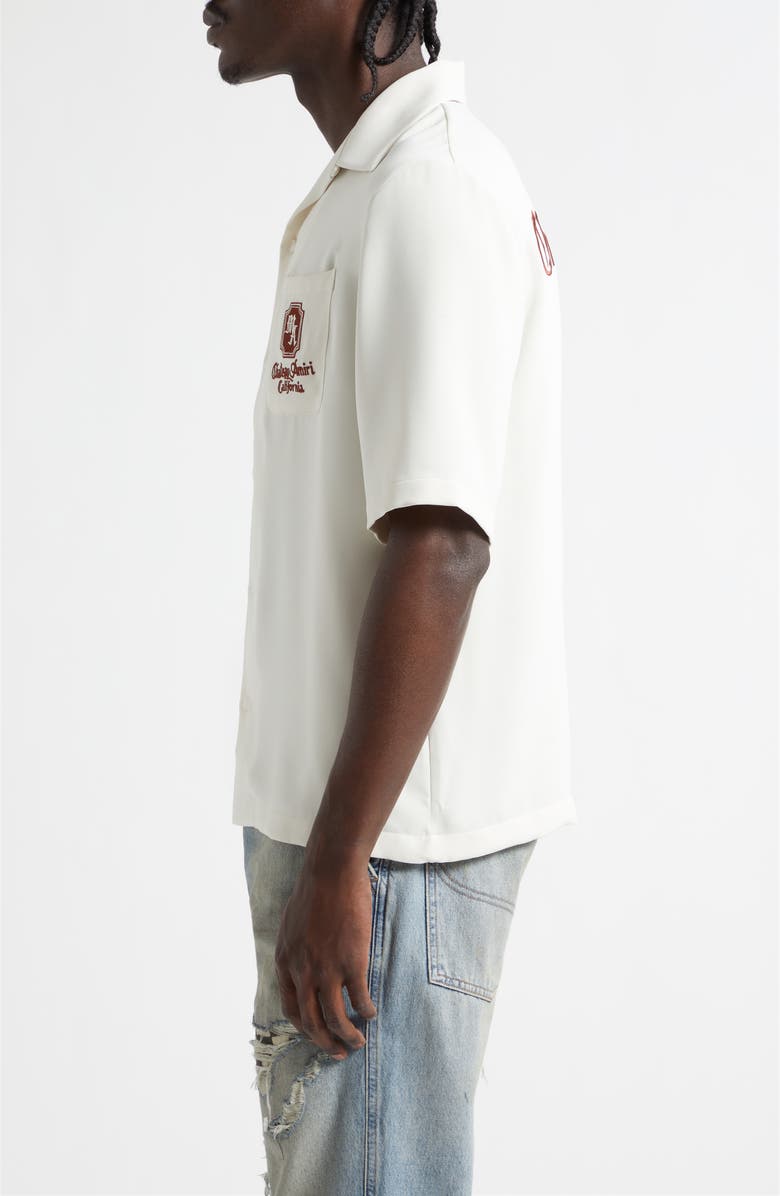 AMIRI Chateau Amiri Embroidered Camp Shirt, Alternate, color, Alabaster