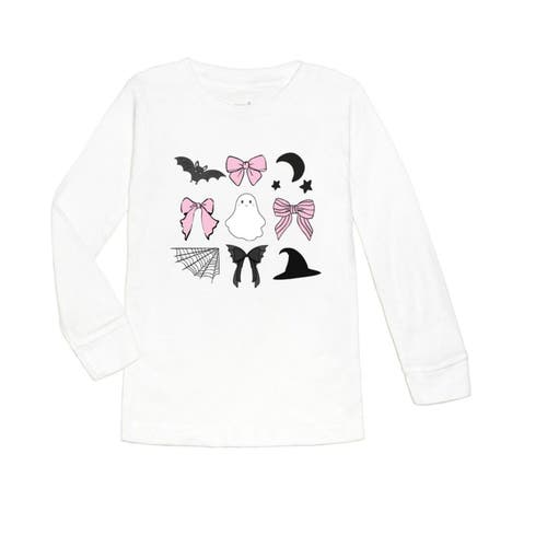 Sweet Wink Spooky Bow Halloween Long Sleeve Shirt In White