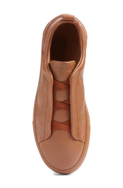 Zegna Triple Stitch Deerskin Leather Slip-on Sneaker In Brown