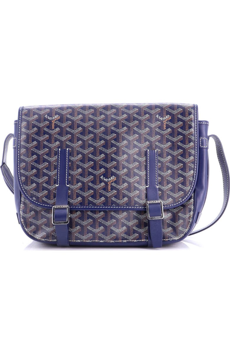 Pre-Owned Goyard Belvedere Messenger Bag Coated Canvas MM, Main, color, Blue