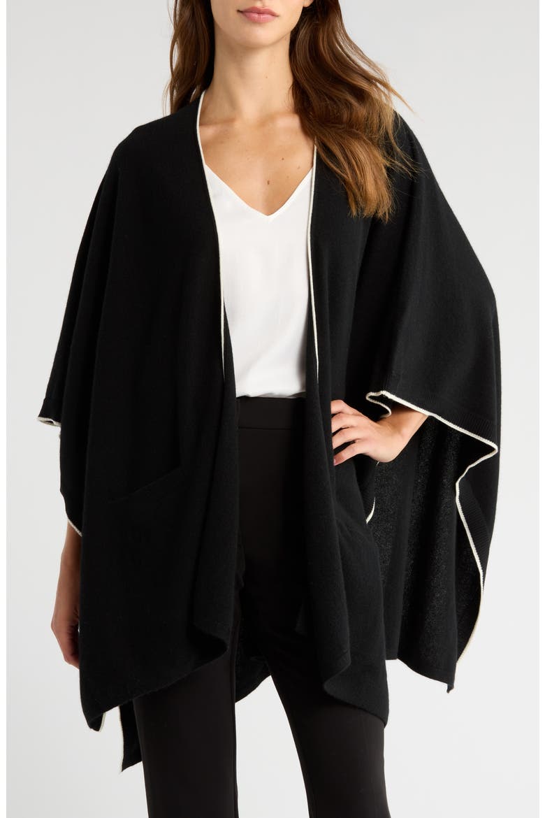Tipped Cashmere Wrap, Main, color, BLACK