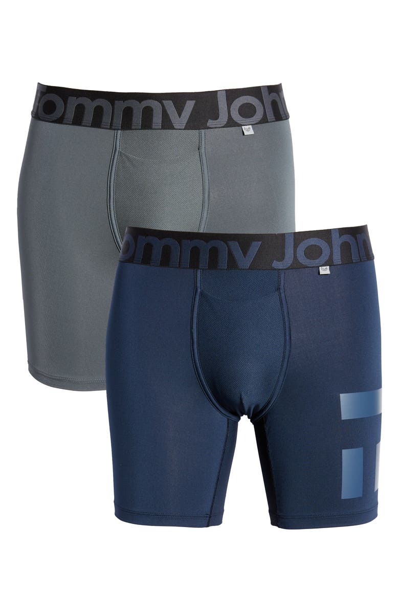 Tommy John 2-Pack 360 Sport 6-Inch Hammock Pouch<sup>™</sup> Boxer Briefs, Alternate, color, Turbulence/ Dress Blues