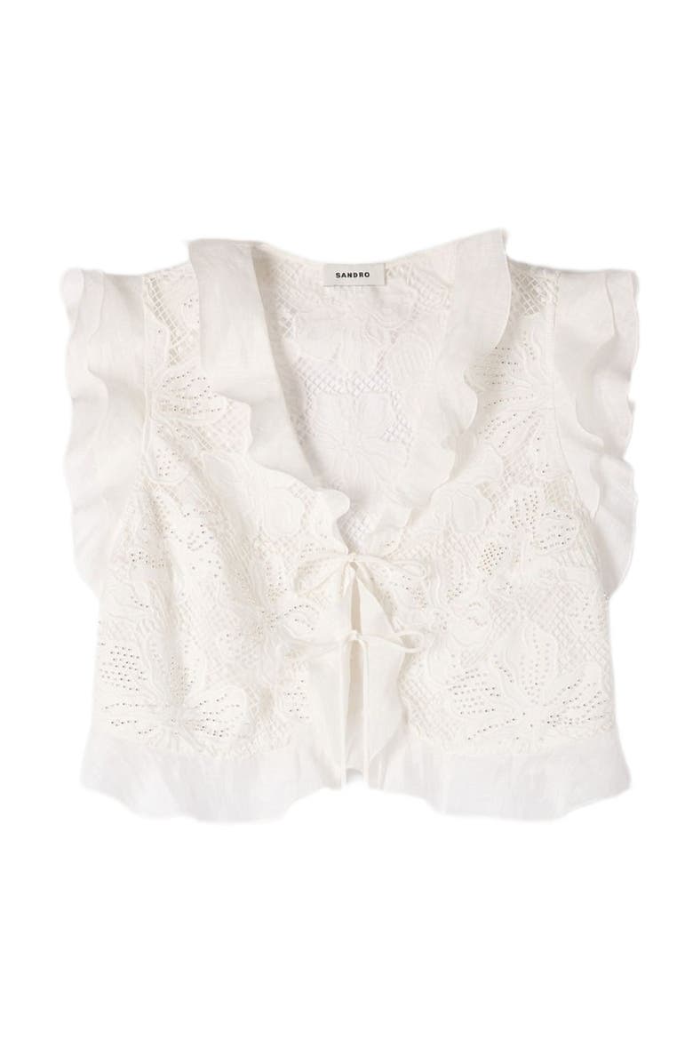 Guipure lace crop top, Alternate, color, White