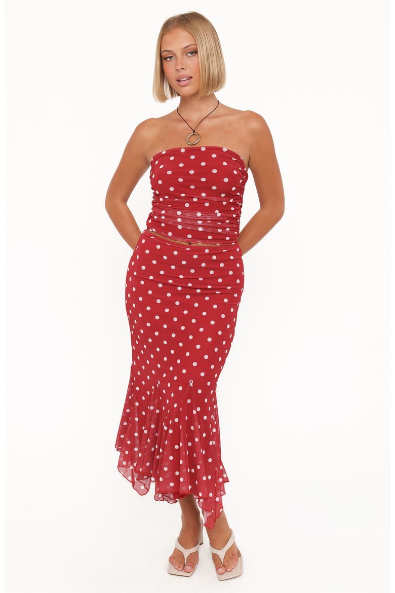 Tullia Polka Dot Mesh Skirt, Alternate, color, RED POLKA DOT