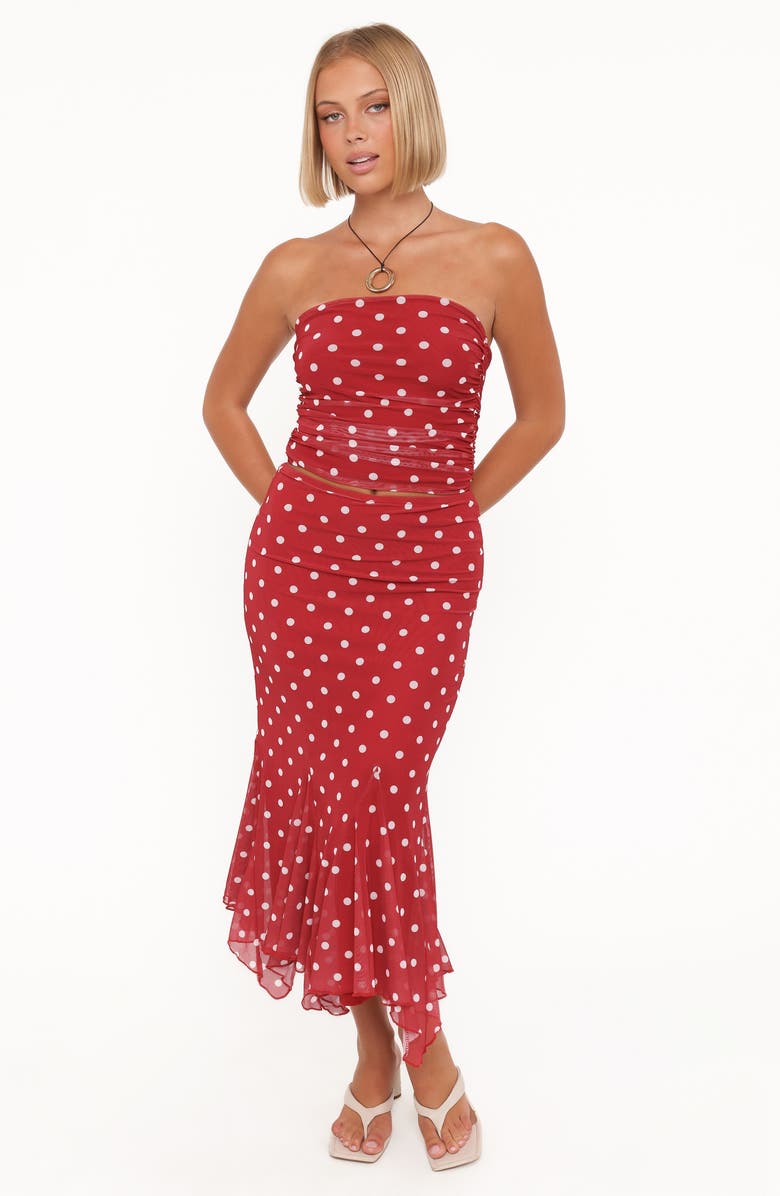 Petal & Pup Tullia Polka Dot Mesh Skirt, Alternate, color, Red Polka Dot
