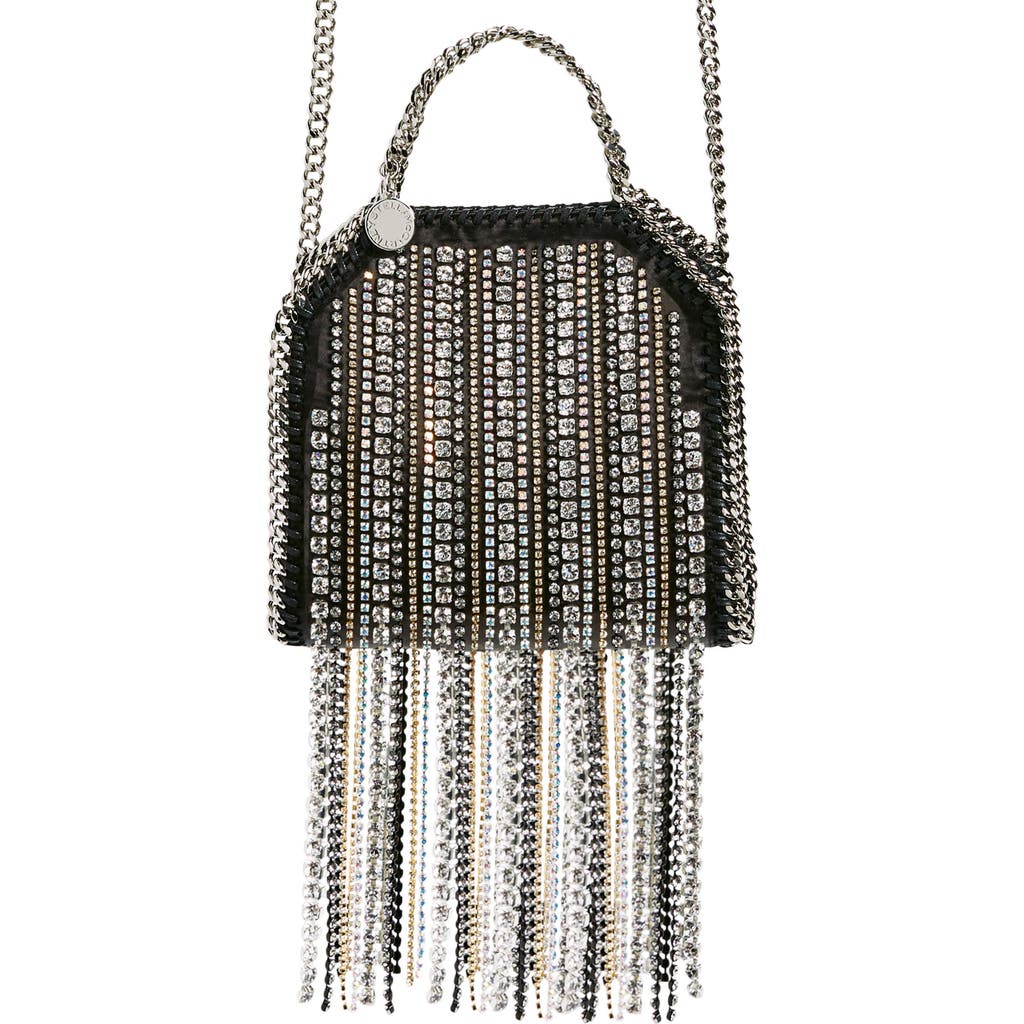 Stella Mccartney Tiny Falabella Crystal Fringe Tote In Black