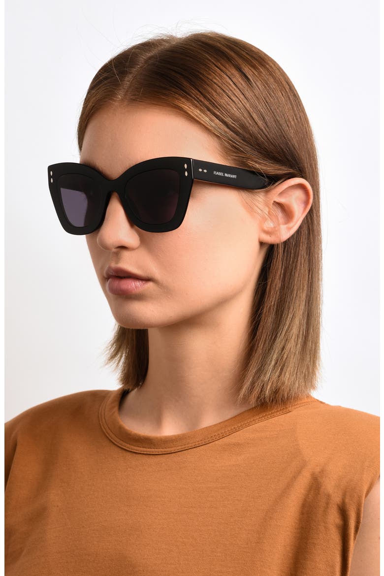 51mm Cat Eye Sunglasses, Alternate, color, BLACK/ DARK GREY SF