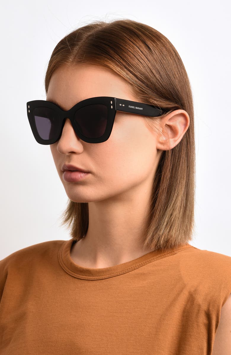 Isabel Marant 51mm Cat Eye Sunglasses, Alternate, color, Black/ Dark Grey Sf