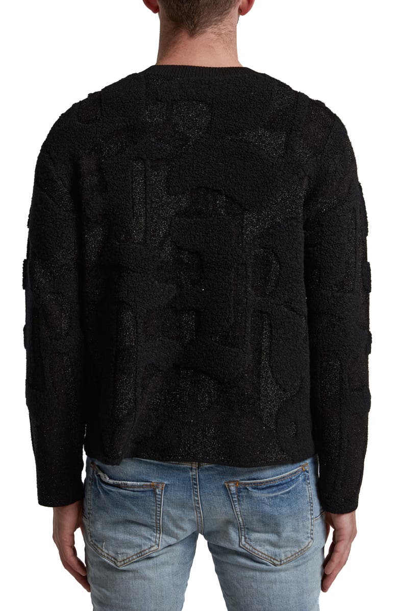 PURPLE BRAND Metallic Camouflage Sweater, Alternate, color, Black Multi