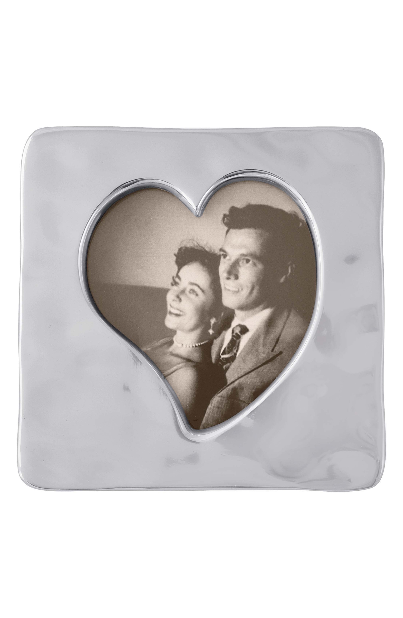 Mariposa Heart Small Square Picture Frame - Silver