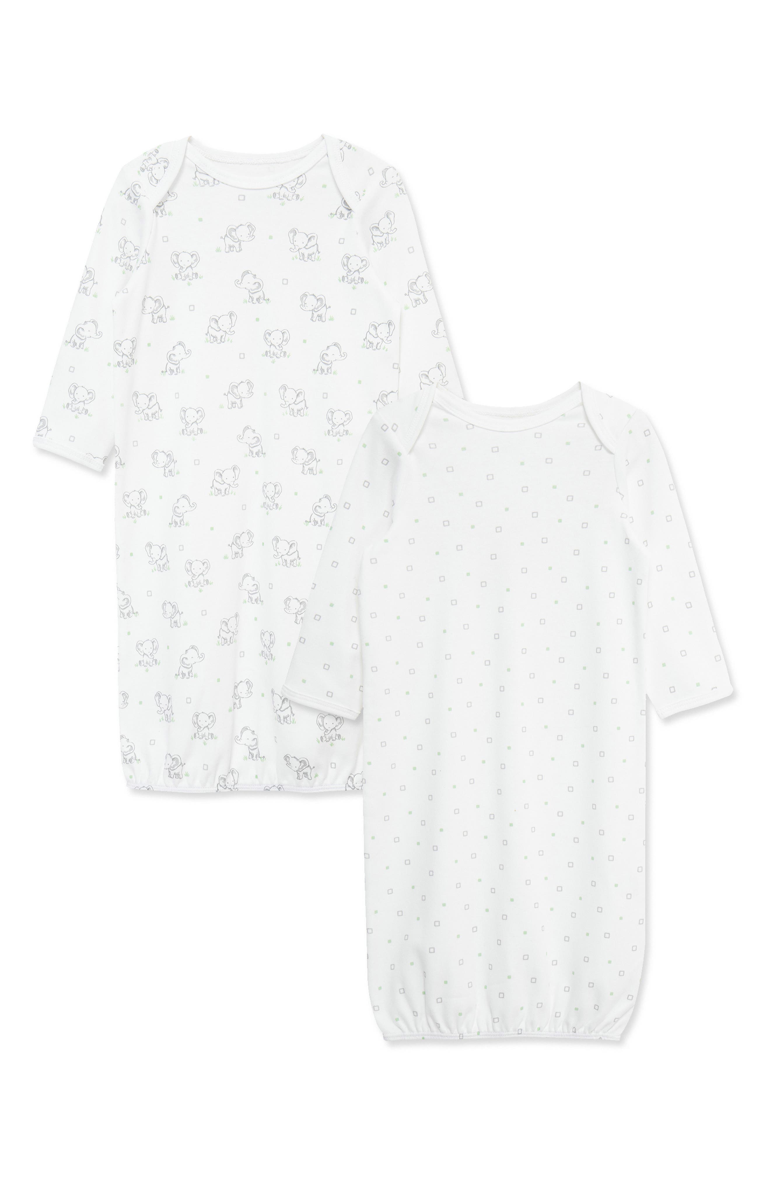Little Me Elephants 2-Pack Organic Cotton Gowns