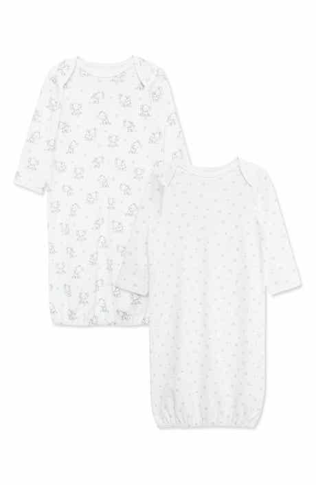 Little Me Elephants 2-Pack Organic Cotton Gowns