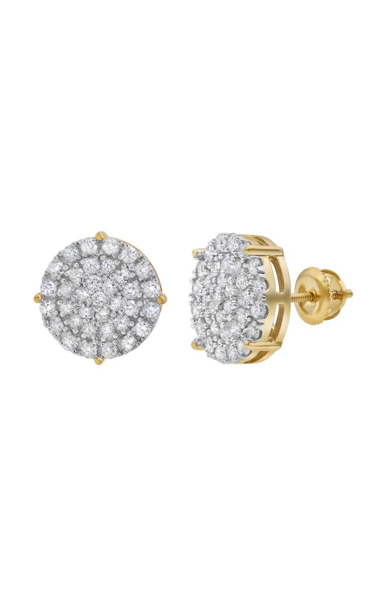 LuvMyJewelry Dartboard 14K Yellow Gold Diamond Stud Earrings - 0.93ct., Alternate, color, 14K Yellow Gold