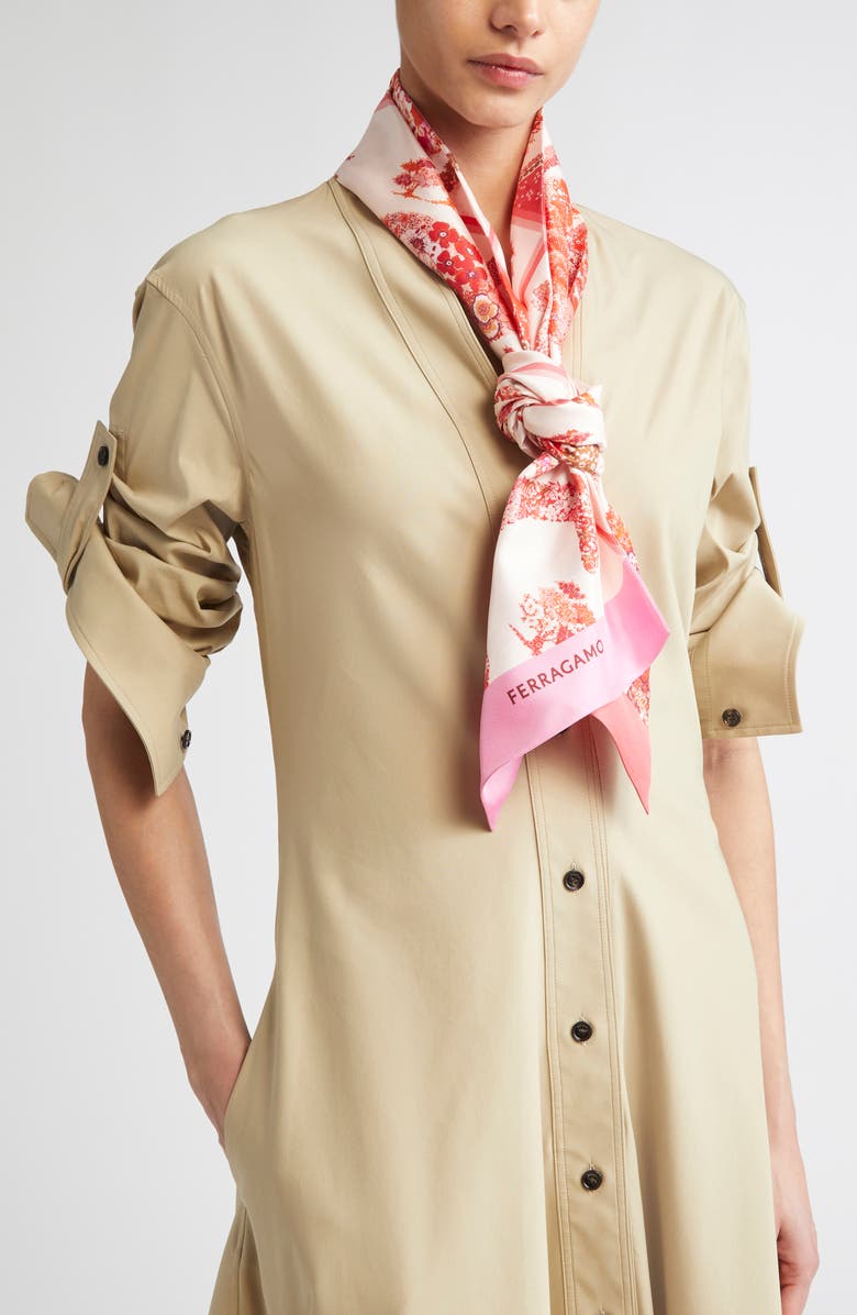 FERRAGAMO Patchwork Silk Skinny Scarf, Alternate, color, Rosa Chiaro