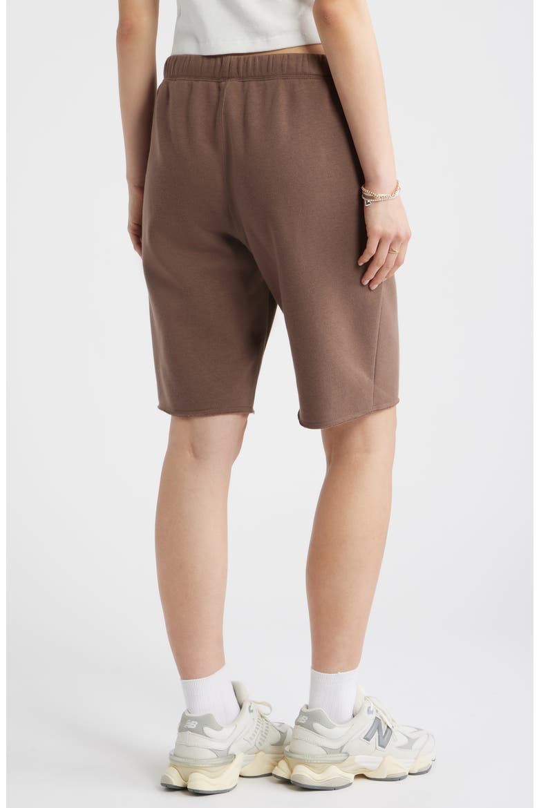 Long Fleece Sweat Shorts, Alternate, color, BROWN QUARTZ