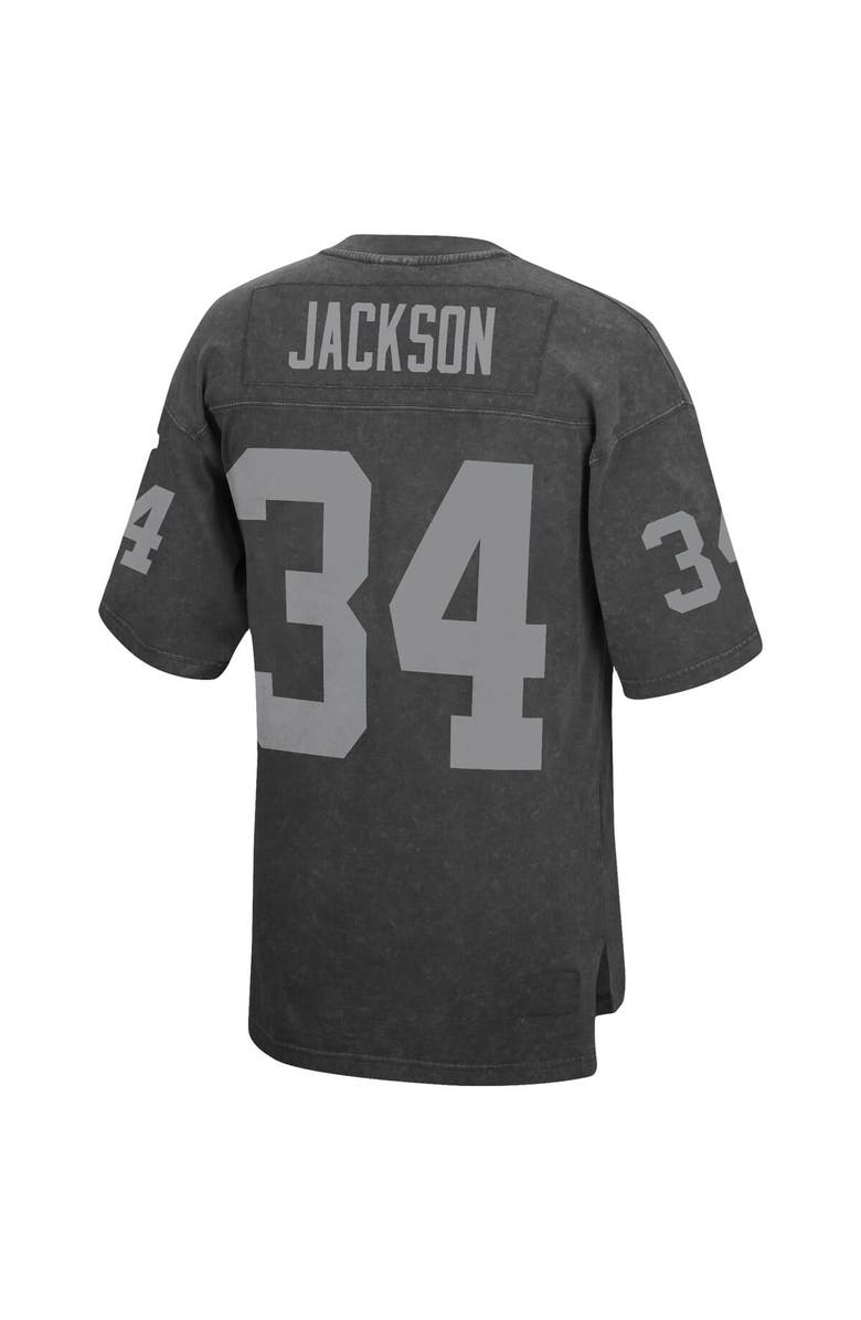 Mitchell & Ness Men's Mitchell & Ness Bo Jackson Black Los Angeles Raiders Retired Player Name & Number Acid Wash Top, Alternate, color, 