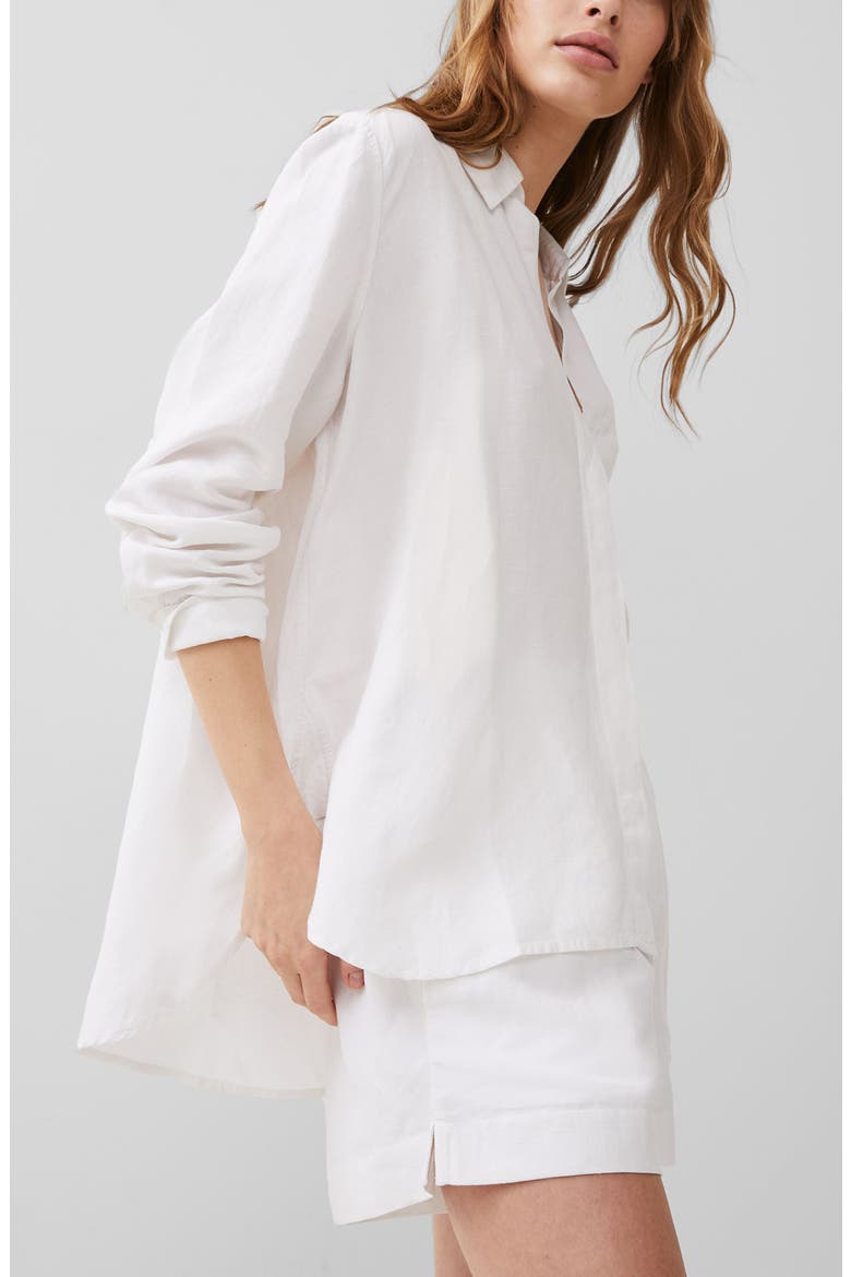 Oxford Boyfriend Button-Up Shirt, Alternate, color, LINEN WHITE